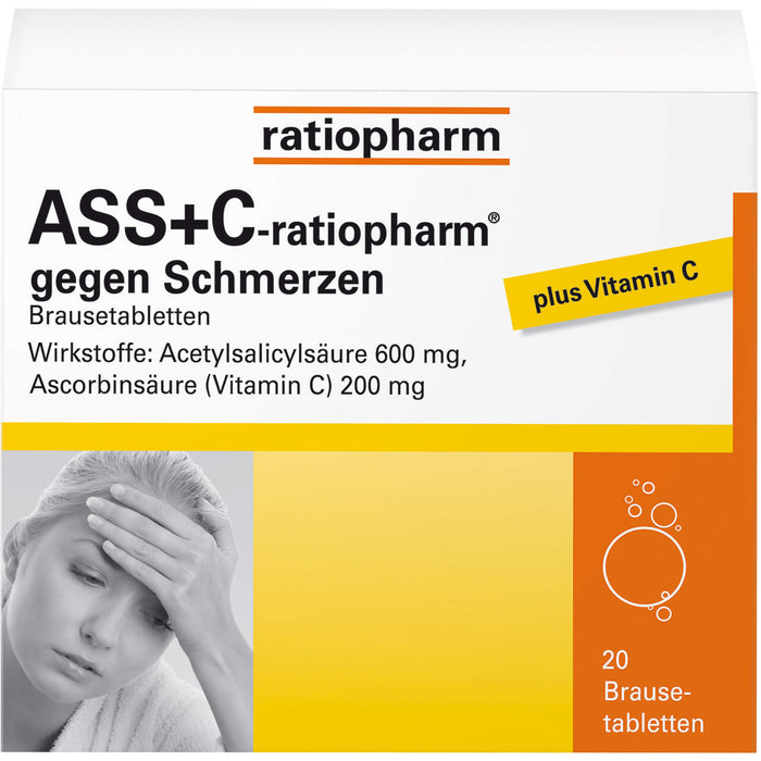 ASS+C-ratiopharm Brausetabletten gegen Schmerzen, 20 pc Tablettes