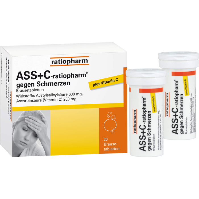 ASS+C-ratiopharm Brausetabletten gegen Schmerzen, 20 pc Tablettes