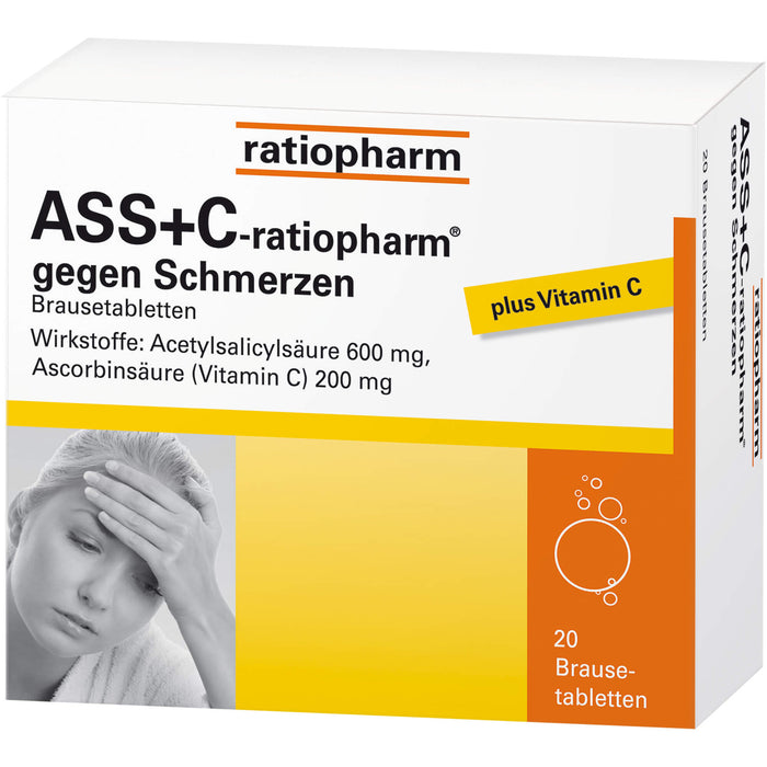 ASS+C-ratiopharm Brausetabletten gegen Schmerzen, 20 pc Tablettes