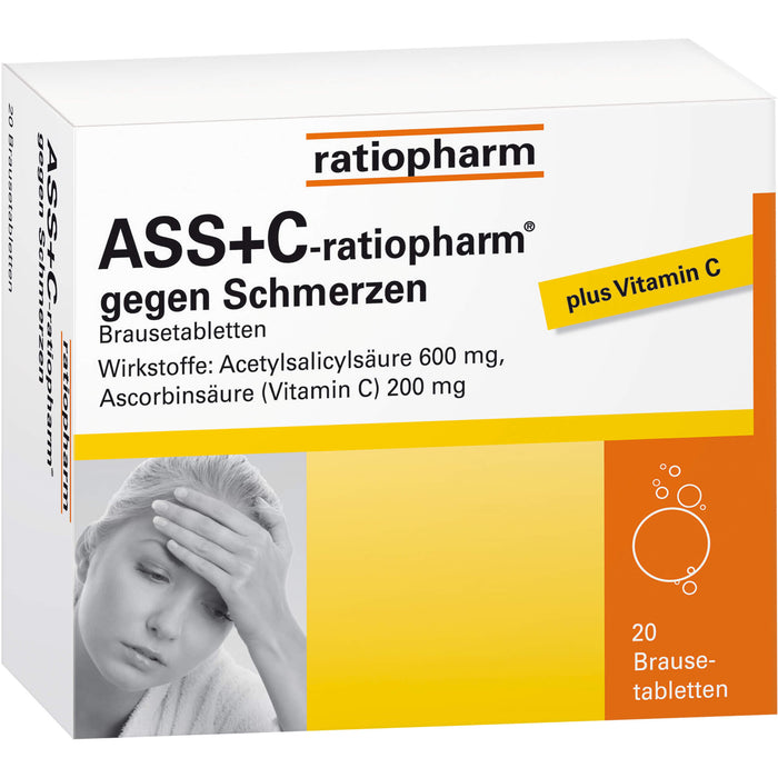 ASS+C-ratiopharm Brausetabletten gegen Schmerzen, 20 pcs. Tablets