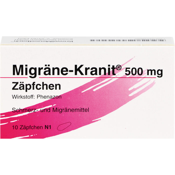 Migräne-Kranit 500 mg Zäpfchen Schmerz- und Migränemittel, 10 pc Suppositoires