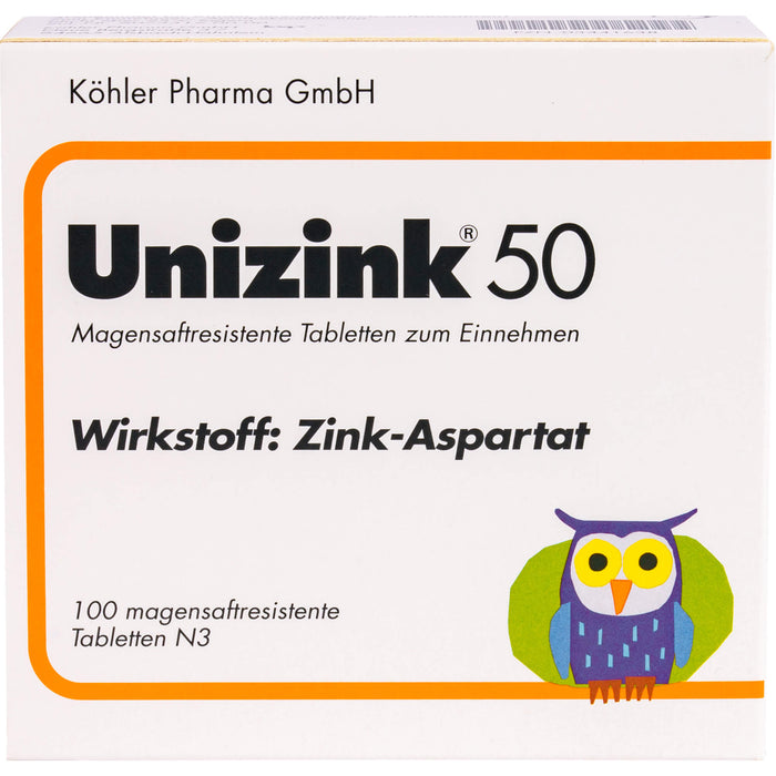 Unizink 50 mg magensaftresistente Tabletten, 100 pcs. Tablets