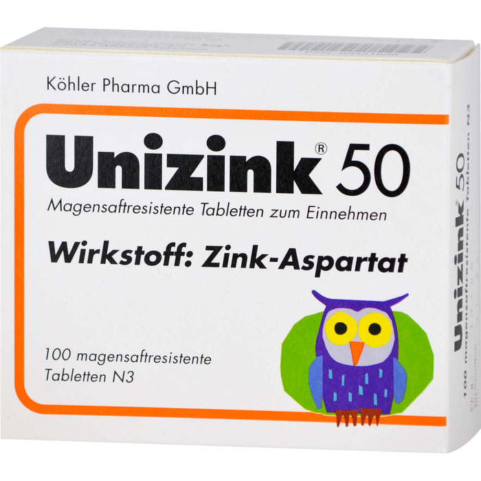 Unizink 50 mg magensaftresistente Tabletten, 100 St. Tabletten