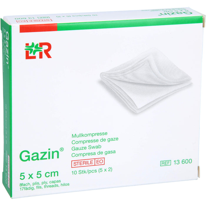 Gazin Mullkompressen 5 x 5 cm 8fach steril, 10 pcs. Compresses