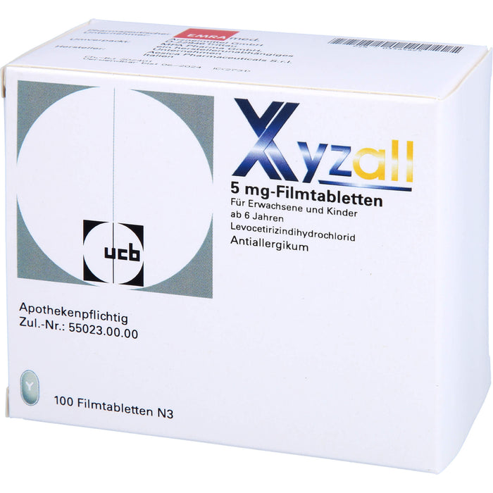 Xyzall 5 mg Emra Filmtabletten bei Allergien, 100 St. Tabletten