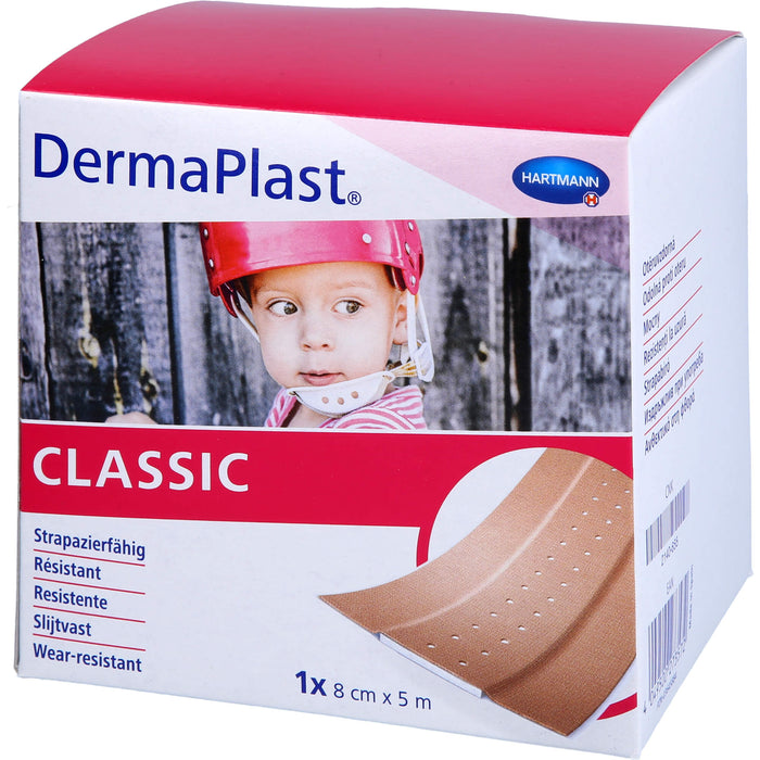 DermaPlast classic 8 cm x 5 m strapazierfähiges Wundpflaster, 1 St. Pflaster