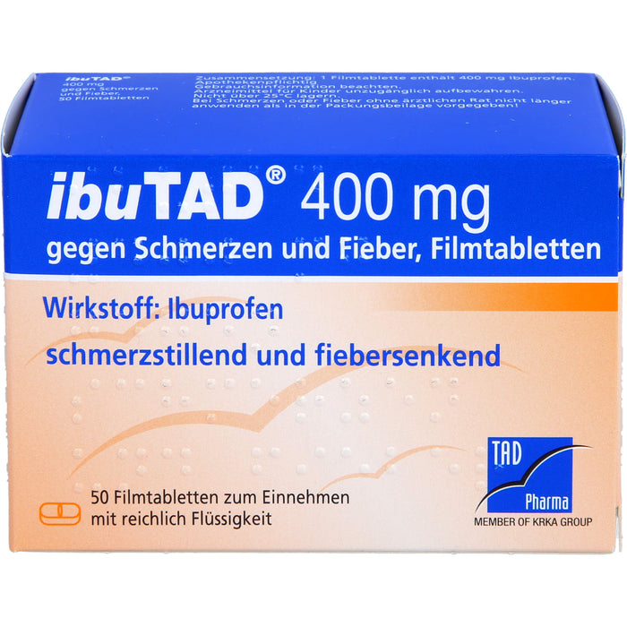 ibuTAD 400 mg Filmtabletten gegen Schmerzen und Fieber, 50 St. Tabletten