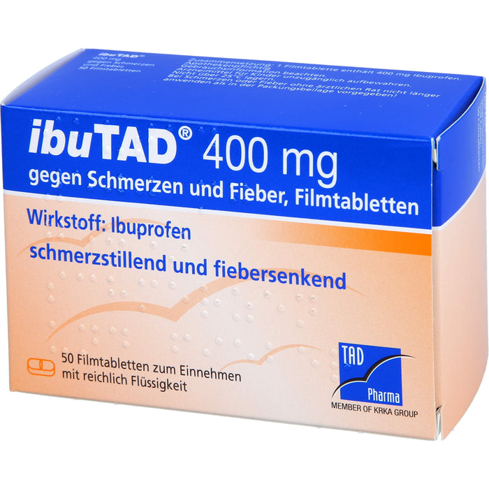 ibuTAD 400 mg Filmtabletten gegen Schmerzen und Fieber, 50 pcs. Tablets