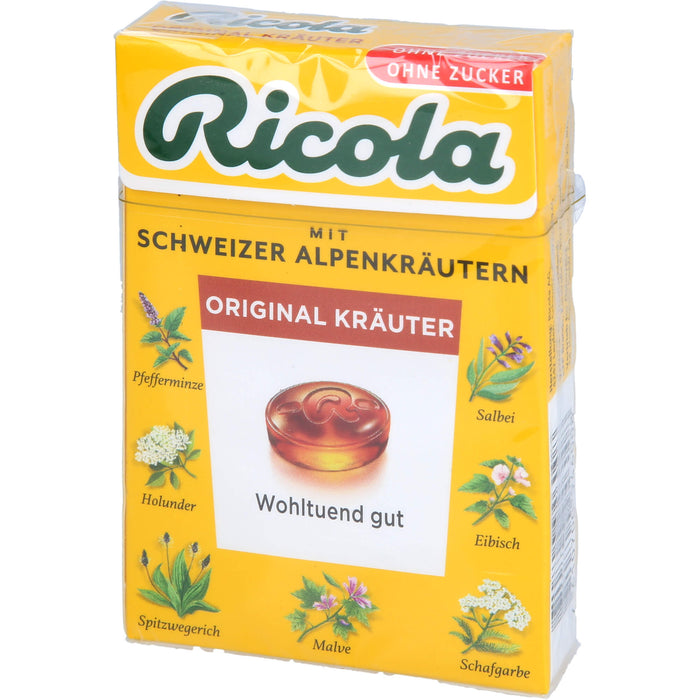 Ricola Schweizer Kräuterbonbons Box Kräuter Original zuckerfrei, 50 g Bonbons