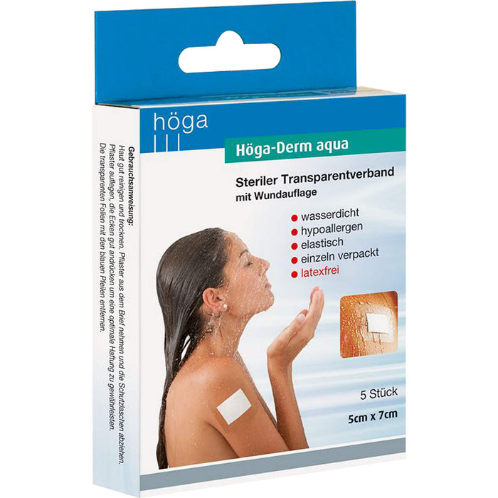 Höga-Derm aqua Steriler Transparentverband mit Wundauflage 5 cm x 7 cm, 5 St. Pflaster