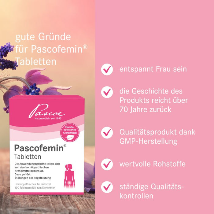 Pascofemin Tabletten bei Störungen der Regelblutung, 100 pc Tablettes