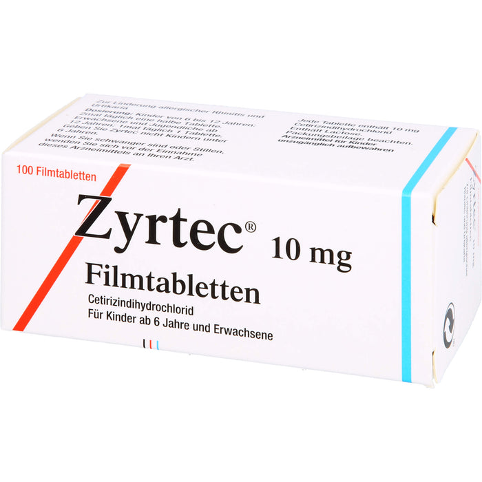 Zyrtec 10 mg Filmtabletten bei Allergien, 100 pc Tablettes