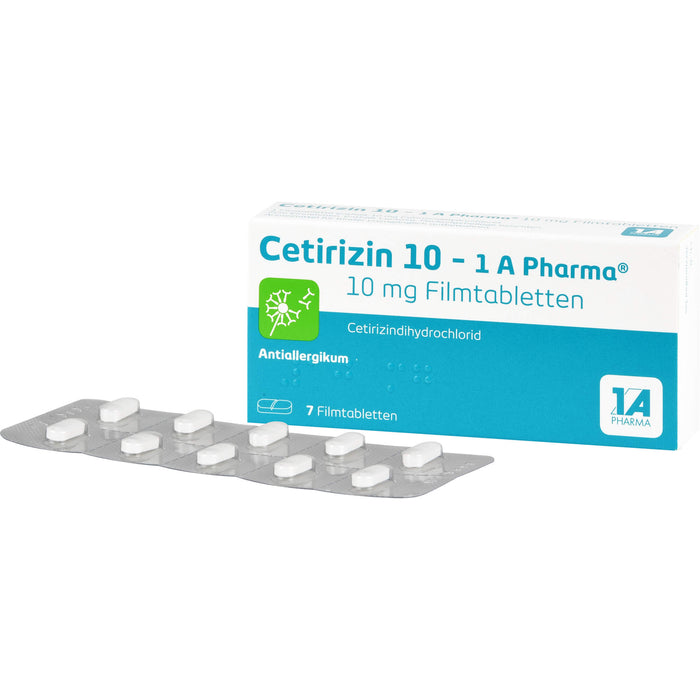 1 A Pharma Cetirizin 10 mg Filmtabletten bei Allergien, 7 pcs. Tablets