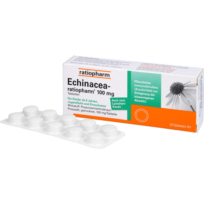 Echinacea-ratiopharm 100 mg Tabletten pflanzliches Immunstimulanz, 20 pcs. Tablets