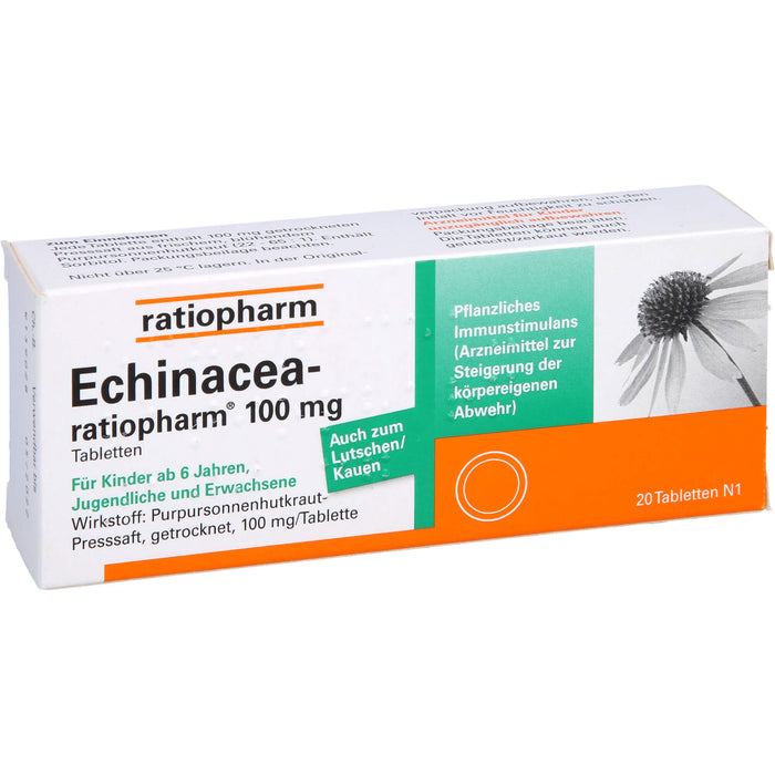 Echinacea-ratiopharm 100 mg Tabletten pflanzliches Immunstimulanz, 20 pcs. Tablets