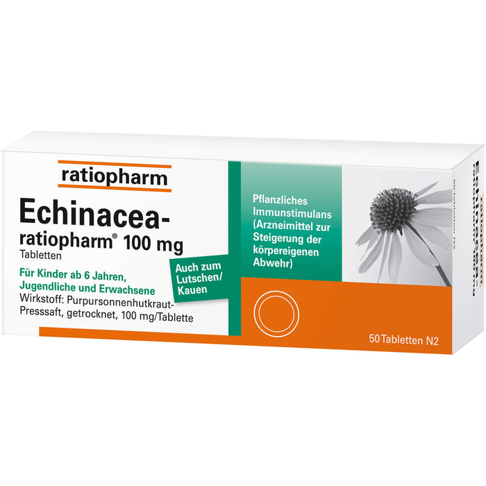 Echinacea-ratiopharm 100 mg Tabletten zur Steigerung der körpereigenen Abwehr, 50 pcs. Tablets