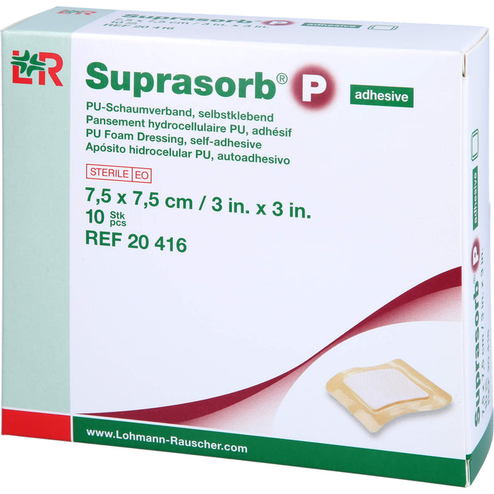 Suprasorb P selbstklebend steril 7,5x7,5cm Schaumv, 10 St VER