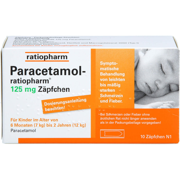 Paracetamol-ratiopharm 125 mg Zäpfchen, 10 pcs. Suppositories