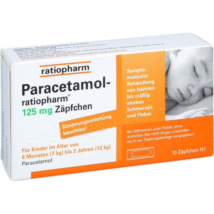 Paracetamol-ratiopharm 125 mg Zäpfchen, 10 pcs. Suppositories