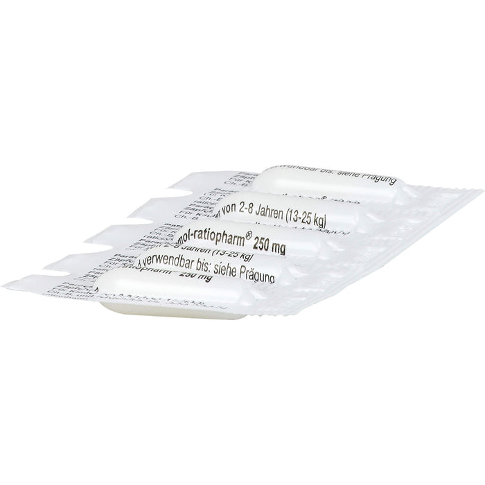 Paracetamol-ratiopharm 250 mg Zäpfchen bei Fieber und Schmerzen, 10 pcs. Suppositories