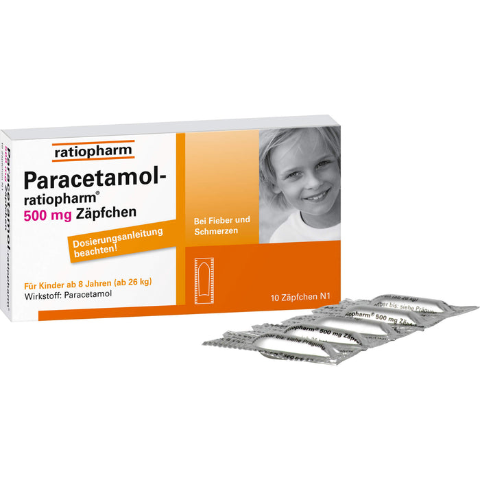 Paracetamol-ratiopharm 500 mg Zäpfchen bei Fieber und Schmerzen, 10 pcs. Suppositories