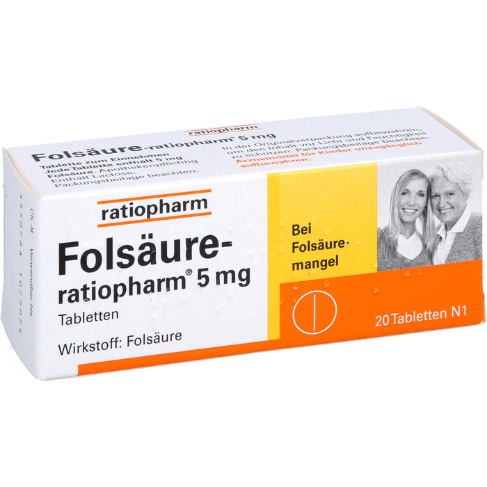 Folsäure-ratiopharm 5 mg Tbl., 20 pcs. Tablets