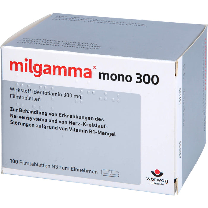 milgamma mono 300 Filmtabletten bei Erkrankungen des Nervensystems und von Herz-Kreislauf-Störungen, 100 pcs. Tablets