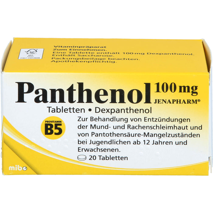 Panthenol 100 mg JENAPHARM Tabletten, 20 pc Tablettes