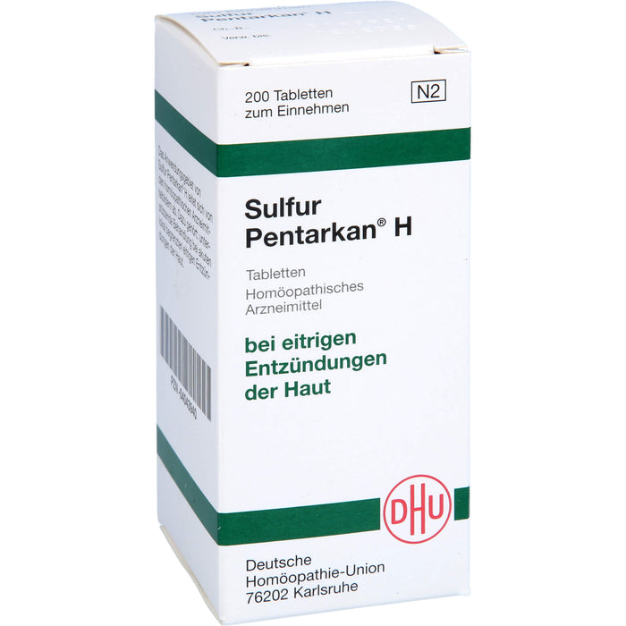 DHU Sulfur Pentarkan H Tabletten bei eitrigen Entzündungen der Haut, 200 pc Tablettes