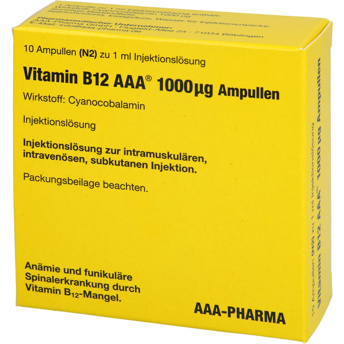 Vitamin B12 AAA 1000 µg Ampullen, 10 pcs. Ampoules