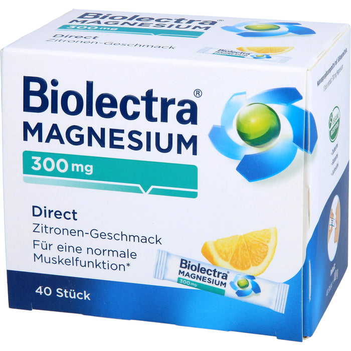 Biolectra Magnesium 300 mg direct Zitronengeschmack Pellets in Sticks, 40 pc Sachets