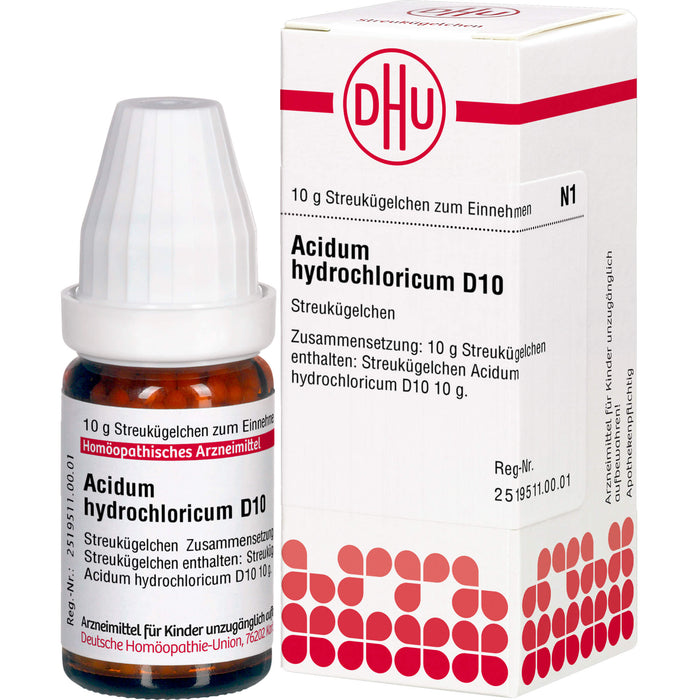 DHU Acidum hydrochloricum D10 Streukügelchen, 10 g Globuli