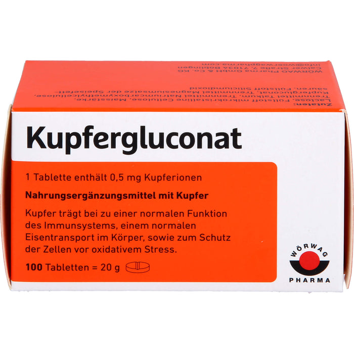 WÖRWAG Pharma Kupfergluconat Tabletten, 100 pcs. Tablets