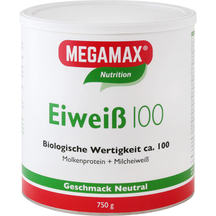 MEGAMAX Nutrition Eiweiß 100 Pulver Geschmack Neutral, 750 g Poudre