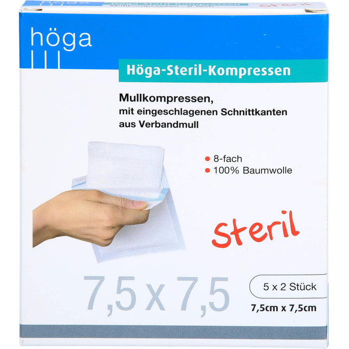 Höga-Steril-Kompressen Mullkompressen 8-fach steril 7,5 x 7,5 cm, 10 pc Compresses