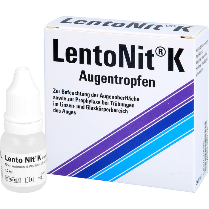 Lento Nit K Augentropfen 3er Packung zur Befeuchtung der Augenoberfläche sowie zur Prophylaxe bei Trübungen im Linsen- und Glaskörperbereich des Auges, 30 ml Solution