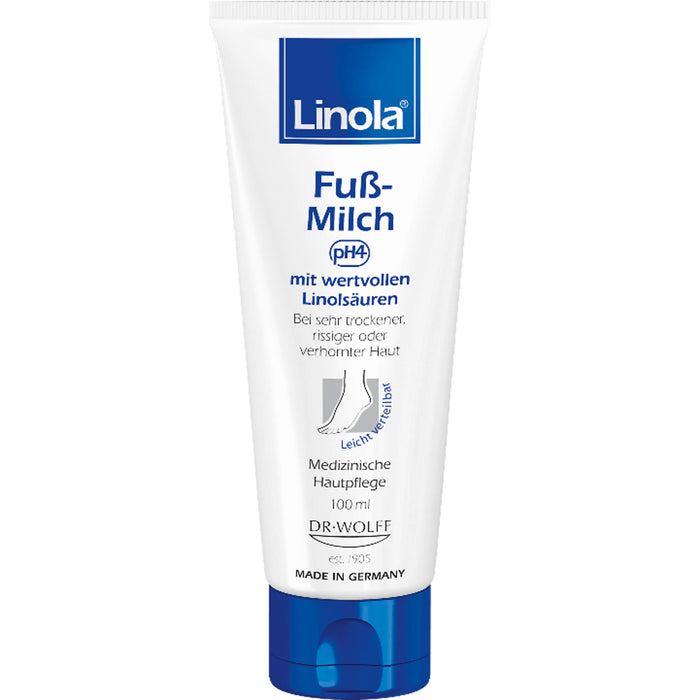 Linola Fuß-Milch bei sehr rissiger, trockener oder verhornter Haut, 100 ml Cream