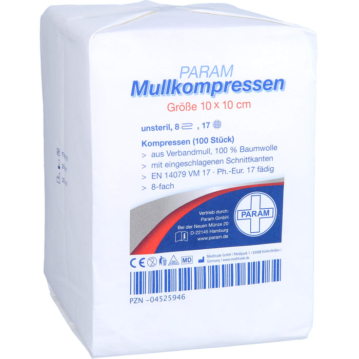 MULLKOMPRESSEN UNST 10X10 8F, 100 pcs. Compresses