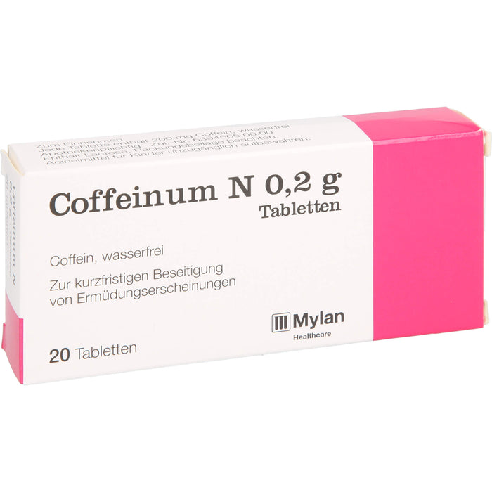 Coffeinum N 0.2 g Tabletten bei Ermüdungserscheinungen, 20 St. Tabletten