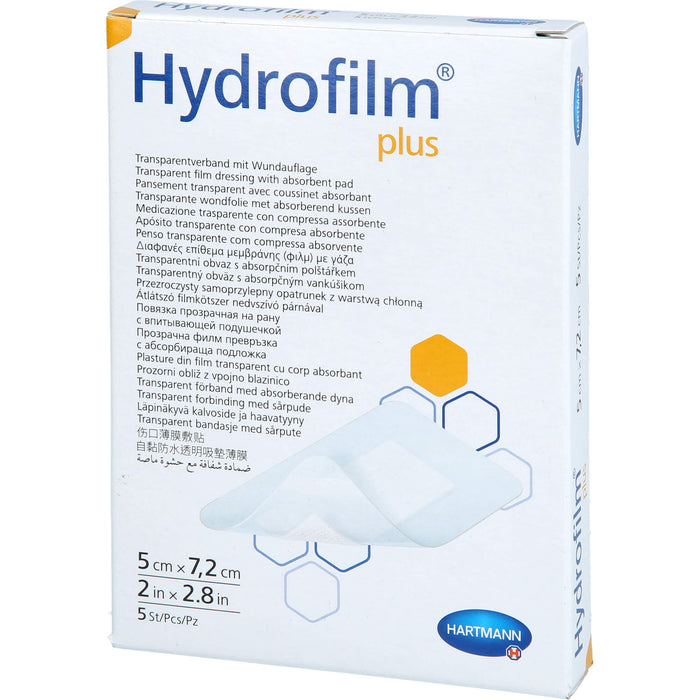 Hydrofilm Plus Transparentverband 5 x 7,2 cm, 5 pc Pansements