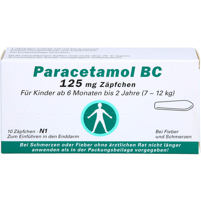 Paracetamol BC 125 mg Zäpfchen bei Fieber und Schmerzen, 10 pcs. Suppositories