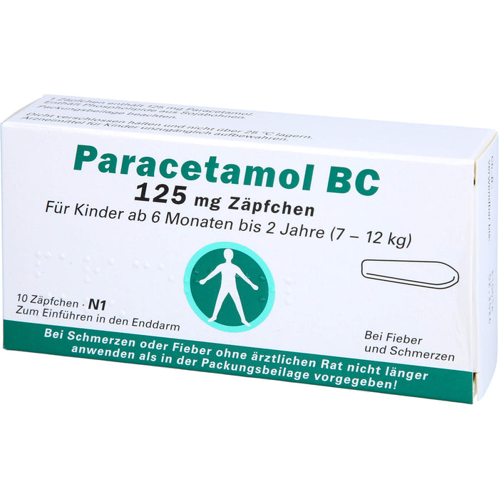 Paracetamol BC 125 mg Zäpfchen bei Fieber und Schmerzen, 10 pc Suppositoires