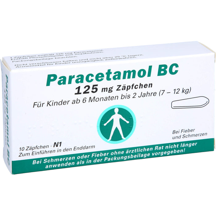 Paracetamol BC 125 mg Zäpfchen bei Fieber und Schmerzen, 10 pc Suppositoires