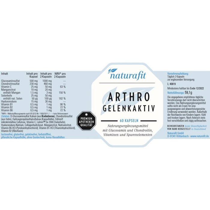 naturafit Arthro Gelenkaktiv Kapseln, 60 pcs. Capsules