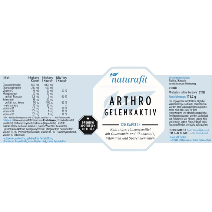 naturafit Arthro Gelenkaktiv Kapseln, 120 pcs. Capsules