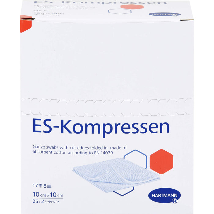 ES-Kompresse steril 10 x 10 cm 8f CPC, 50 pc Compresses