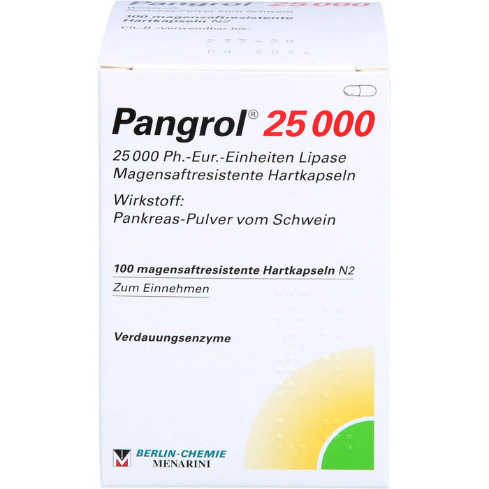 Pangrol 25 000, 25 000 Ph.-Eur.-Einheiten Lipase Magensaftresistente Hartkapseln, 100 St. Kapseln