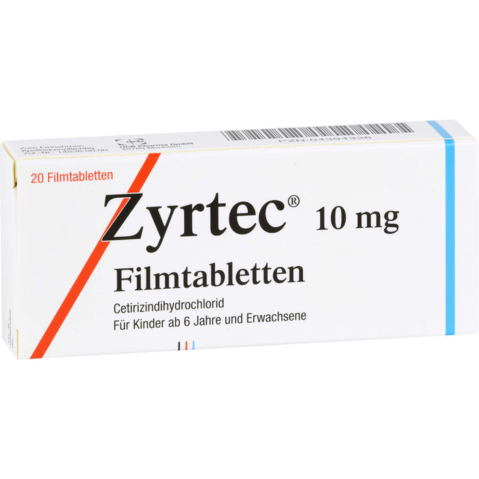 Zyrtec 10 mg Beragena Filmtabletten bei Allergien, 20 pc Tablettes