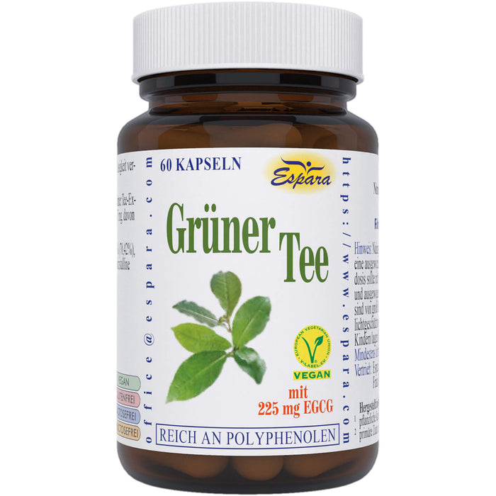 Espara Grüner Tee Kapseln mit 225 mg EGCG, 60 pc Capsules