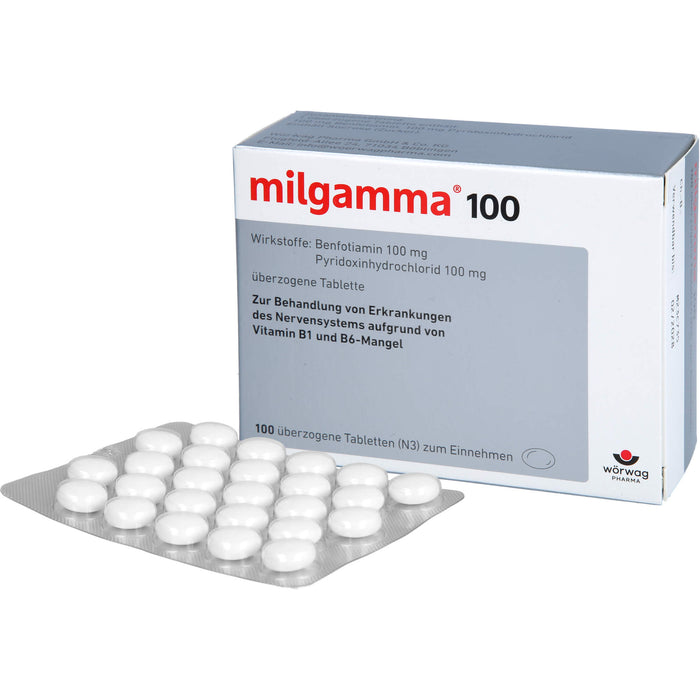 milgamma 100 Tabletten bei Mangel der Vitamine B1 und B6, 100 pc Tablettes